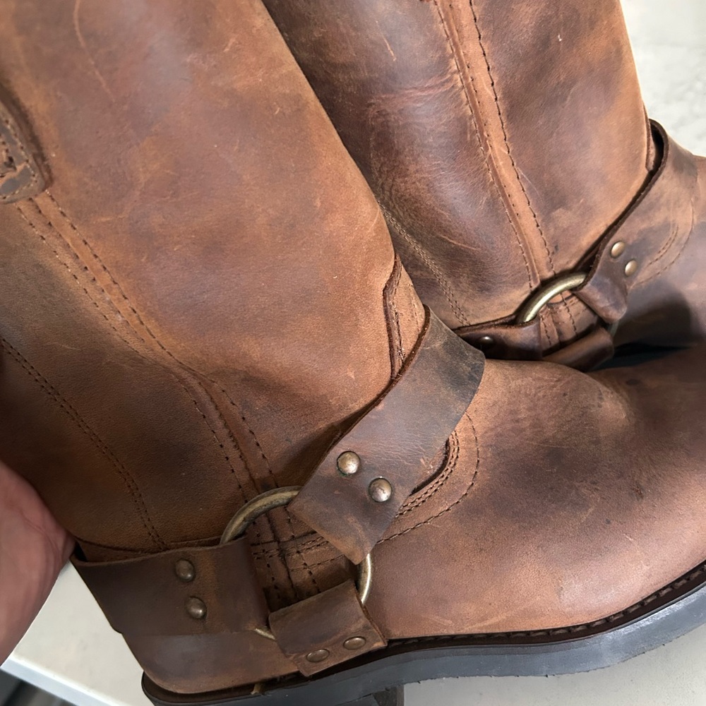 Dingo Tan Leather Moto Boots